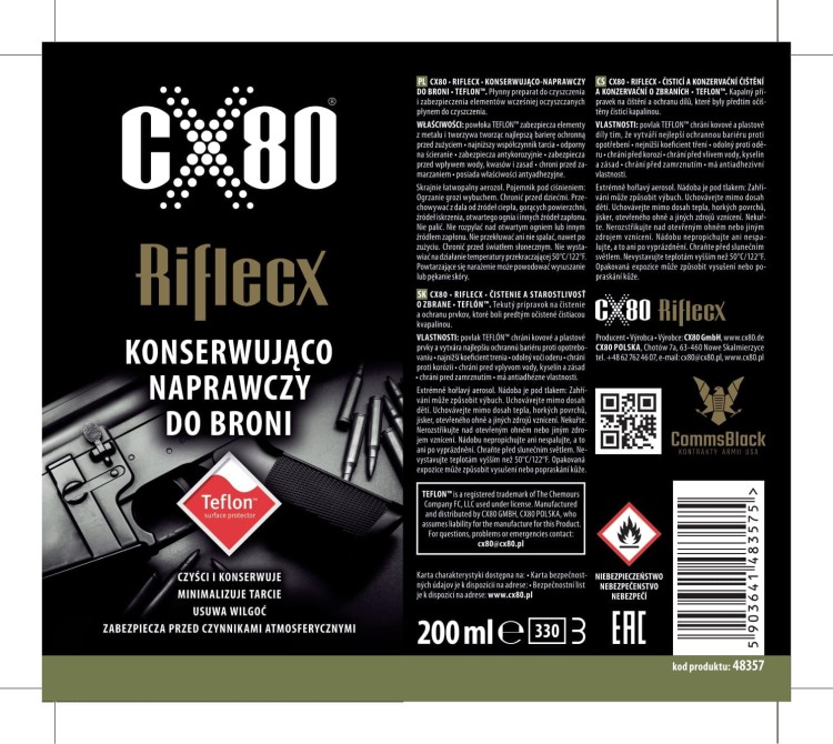 48387 CX80 RIFLECX konserwująco naprawczy do broni 200 ml NAKLEJKA PL SK CS 13.09.2022-1.jpg